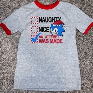 Sonic Naughty Nice Christmas T-Shirt Size S